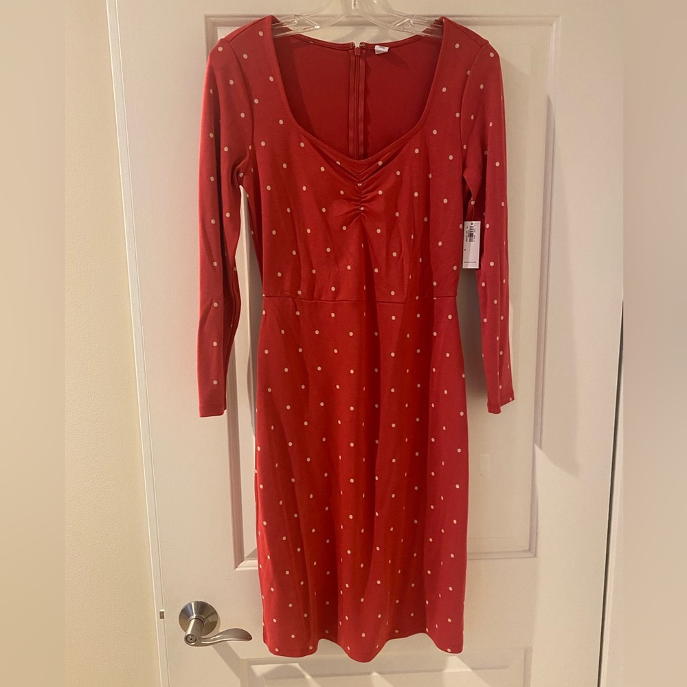 NWT Orange  polka dot knit dress. Size S